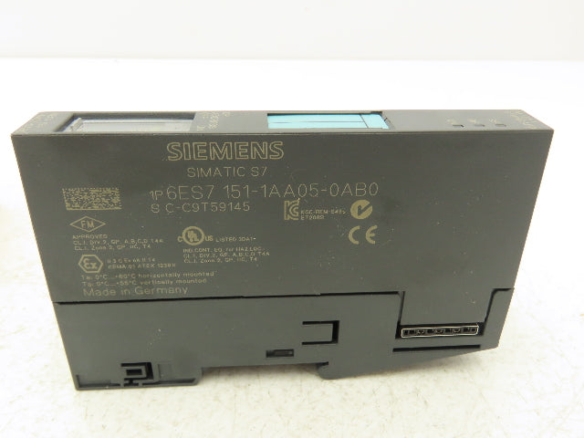 Siemens 6ES7 151-1AA05-0AB0 SIMATIC S7 ET200S Interface Module 24VDC