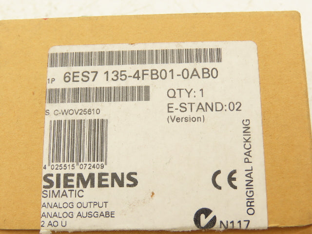Siemens 6ES7 135-4FB01-0AB0 SIMATIC DP ET200S Analog Output Module 2AO U