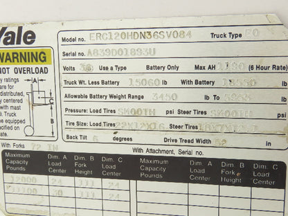 Yale Forklift Motor Contactor Control Off 36V Yale ERC120HDN36SV084 Lot of 2