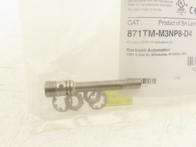 A-B 871TM-M3NP8-D4 Metal Face Inductive Proximity Switch 10-30VDC 8mm OD Ser A