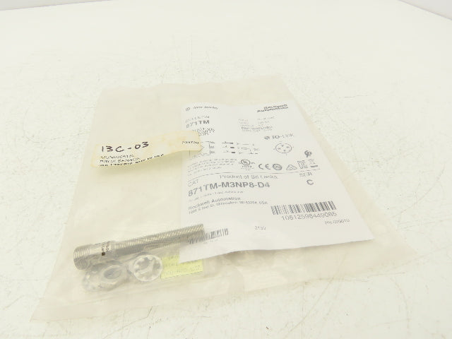 A-B 871TM-M3NP8-D4 Metal Face Inductive Proximity Switch 10-30VDC 8mm OD Ser A