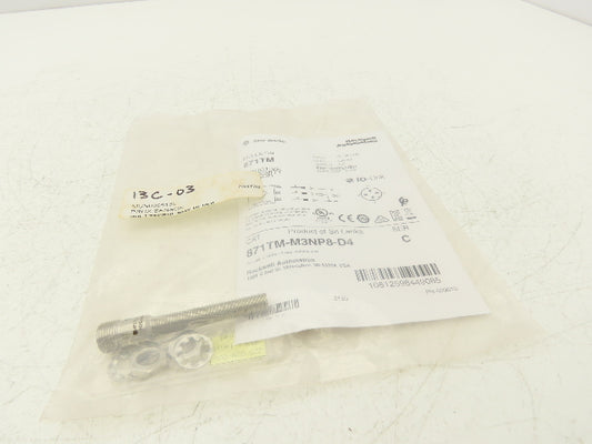 A-B 871TM-M3NP8-D4 Metal Face Inductive Proximity Switch 10-30VDC 8mm OD Ser A