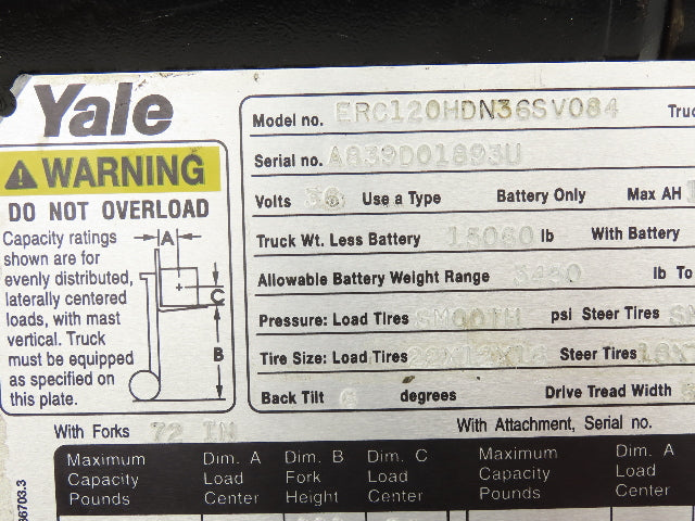 Yale 1504880 Forklift Hydraulic Tilt Cylinder Removed From ERC120HDN36SV084