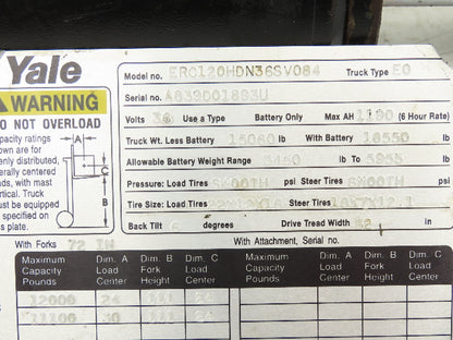 Yale 1504880 Forklift Hydraulic Tilt Cylinder Removed From ERC120HDN36SV084