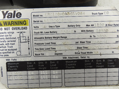 Yale 370508 Forklift Hydraulic Tilt Cylinder Removed From ERC120HDN36SV084
