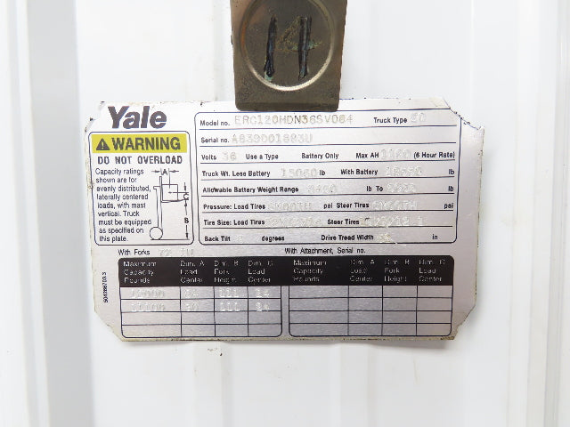 Yale 8500811 Forklift Mast 2 Stage 2 Lever 111" Lift 12000lb Class 4 Off ERC120