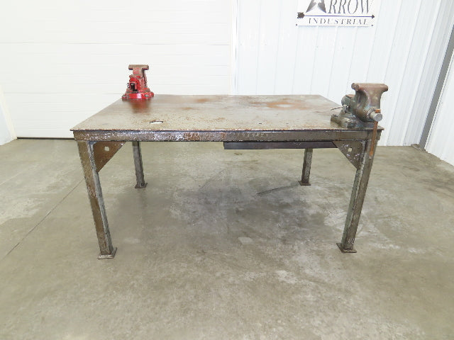 3/8" Top Steel Fabrication Welding Layout Table Work Bench 67"x43" Wilton Vises