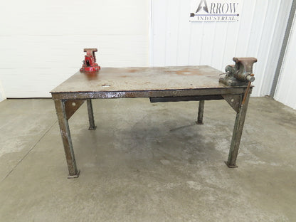 3/8" Top Steel Fabrication Welding Layout Table Work Bench 67"x43" Wilton Vises