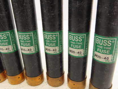 Buss NOS-40 One-Time Fuse 40A 600Vac Class K5 Lot of 10