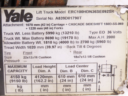 Yale 361958 Forklift Hydraulic Pump & Motor 36/48VDC Off ERC100HDN36SE092SR