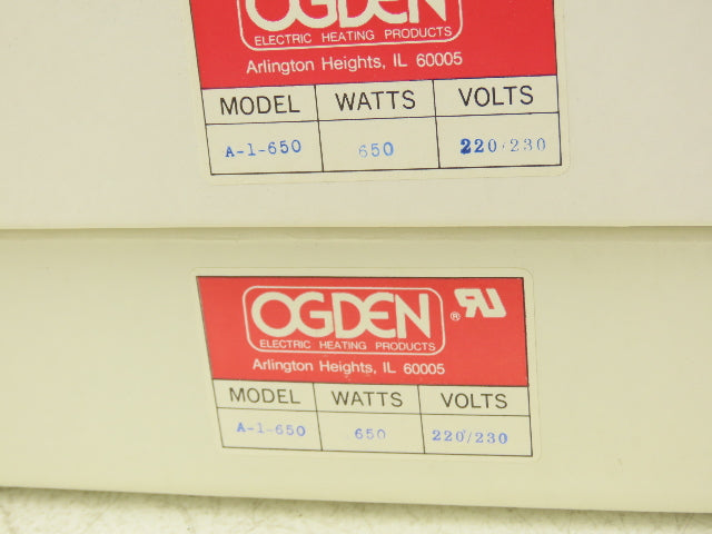 Ogden A-1-650 Ceramic Infrared Radiant Heater 650W 220/230V Lot of 5