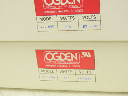 Ogden A-1-650 Ceramic Infrared Radiant Heater 650W 220/230V Lot of 5