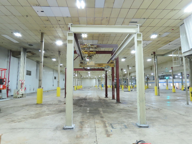 Brehob 2 Ton Free Standing Bridge Crane 10' Span 38' 4" Runway 11' 6"HUB