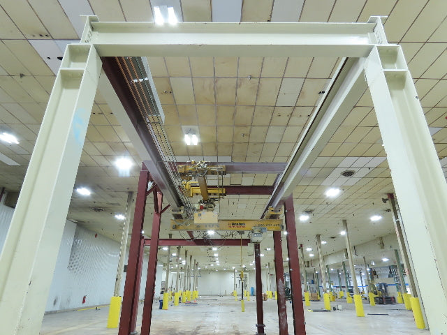 Brehob 2 Ton Free Standing Bridge Crane 10' Span 38' 4" Runway 11' 6"HUB