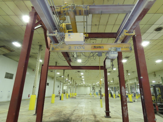 Brehob 2 Ton Free Standing Bridge Crane 10' Span 38' 4" Runway 11' 6"HUB