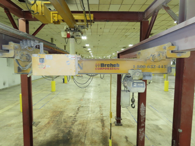 Brehob 2 Ton Free Standing Bridge Crane 10' Span 38' 4" Runway 11' 6"HUB