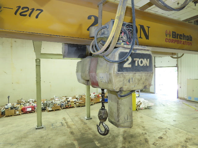 Brehob 2 Ton Free Standing Bridge Crane 10' Span 38' 4" Runway 11' 6"HUB