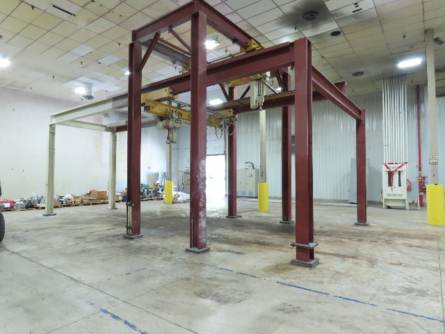 Brehob 2 Ton Free Standing Bridge Crane 10' Span 38' 4" Runway 11' 6"HUB