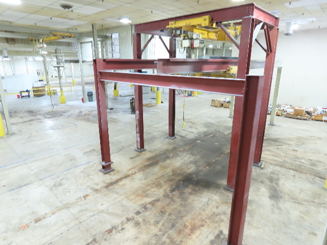 Brehob 2 Ton Free Standing Bridge Crane 10' Span 38' 4" Runway 11' 6"HUB