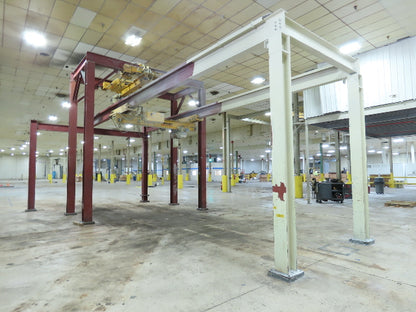 Brehob 2 Ton Free Standing Bridge Crane 10' Span 38' 4" Runway 11' 6"HUB