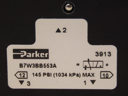 Parker B7W3BB553A Pneumatic Solenoid Inline Valve 3 Way 2 Position 1/2" NPT