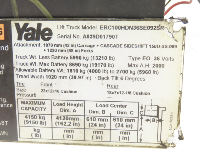 Yale ERC100HD Electric Forklift Speed Controller Assembly EV-200 SCR