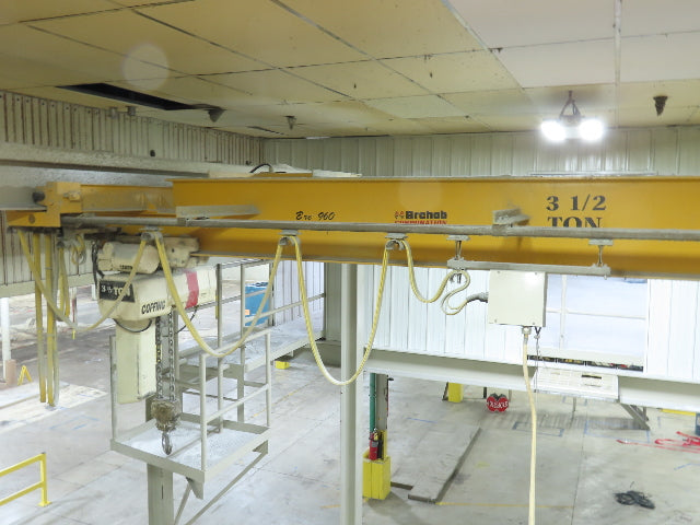 Brehob 3.5 Ton Free Standing Bridge Crane 16' Span 26' 5" Runway 19' 2" HUB