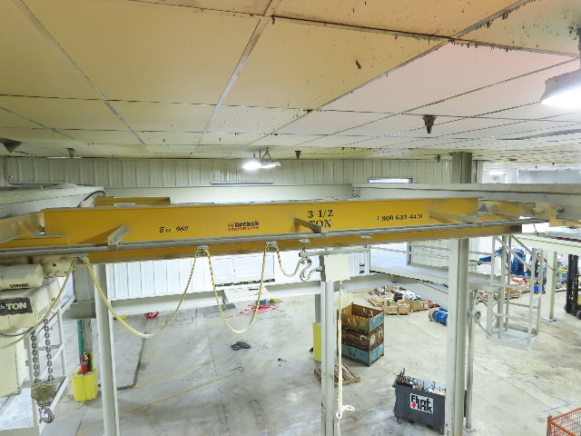 Brehob 3.5 Ton Free Standing Bridge Crane 16' Span 26' 5" Runway 19' 2" HUB