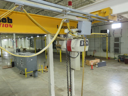 Brehob 3 Ton Free Standing Bridge Crane 18' Span 21' Runway 14' 5" HUB