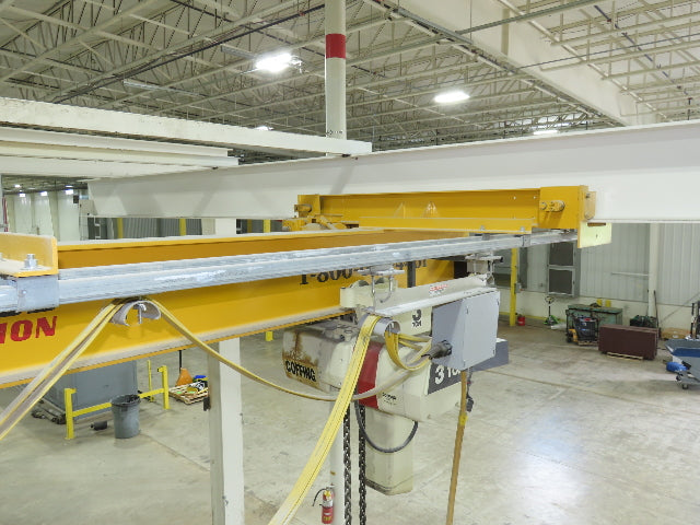 Brehob 3 Ton Free Standing Bridge Crane 18' Span 21' Runway 14' 5" HUB