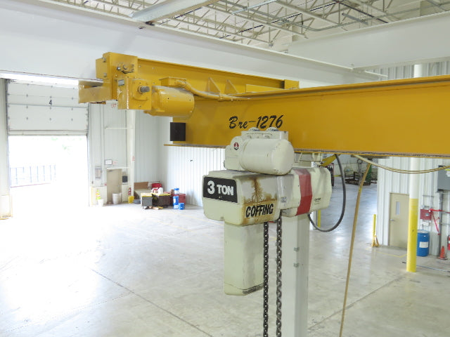 Brehob 3 Ton Free Standing Bridge Crane 18' Span 21' Runway 14' 5" HUB