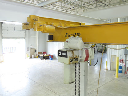 Brehob 3 Ton Free Standing Bridge Crane 18' Span 21' Runway 14' 5" HUB