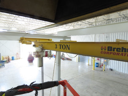 Brehob 3 Ton Free Standing Bridge Crane 18' Span 21' Runway 14' 5" HUB