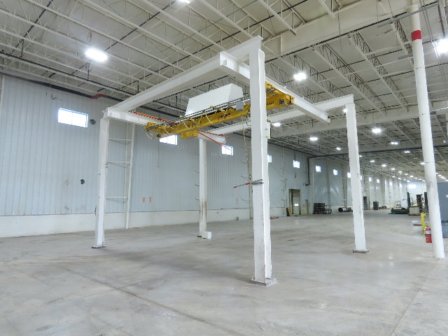 Brehob 3 Ton Free Standing Bridge Crane 18' Span 21' Runway 14' 5" HUB