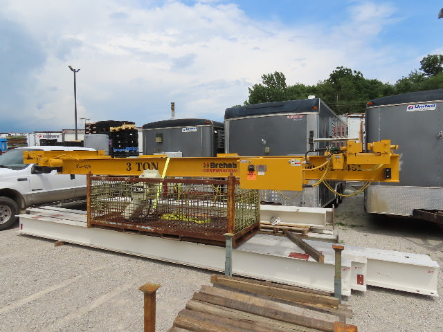 Brehob 3 Ton Free Standing Bridge Crane 18' Span 21' Runway 14' 5" HUB