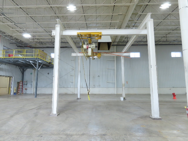 Brehob 3 Ton Free Standing Bridge Crane 18' Span 21' Runway 14' 5" HUB
