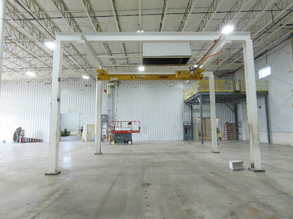 Brehob 3 Ton Free Standing Bridge Crane 18' Span 21' Runway 14' 5" HUB