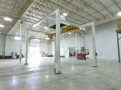 Brehob 3 Ton Free Standing Bridge Crane 18' Span 21' Runway 14' 5" HUB