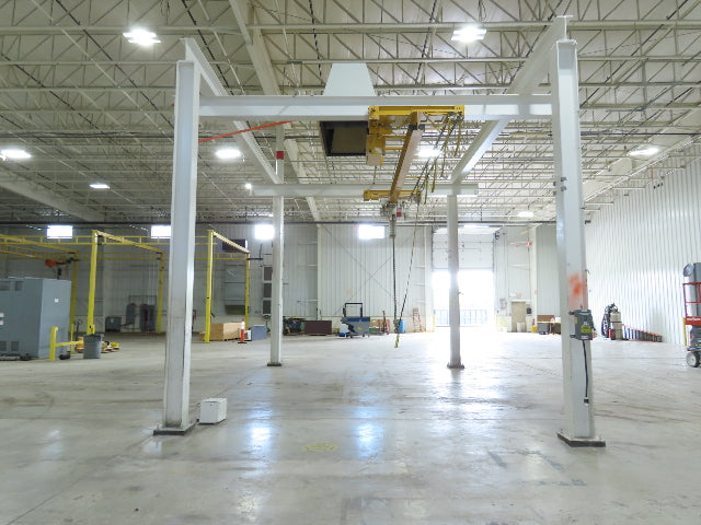 Brehob 3 Ton Free Standing Bridge Crane 18' Span 21' Runway 14' 5" HUB