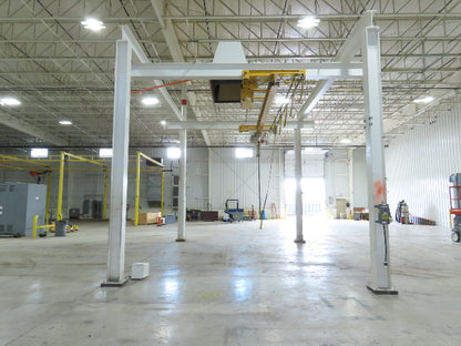 Brehob 3 Ton Free Standing Bridge Crane 18' Span 21' Runway 14' 5" HUB