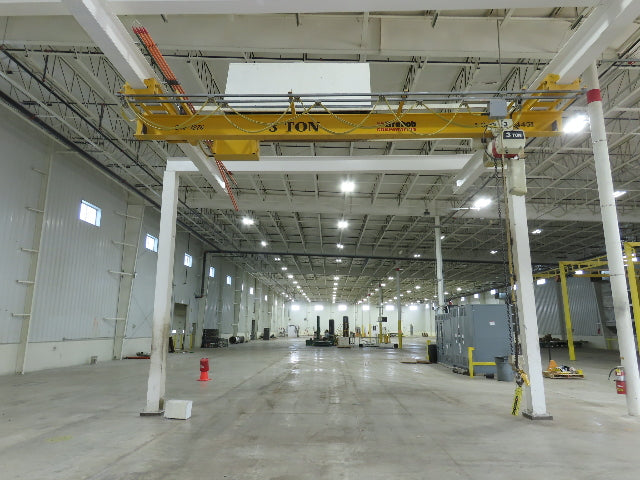 Brehob 3 Ton Free Standing Bridge Crane 18' Span 21' Runway 14' 5" HUB