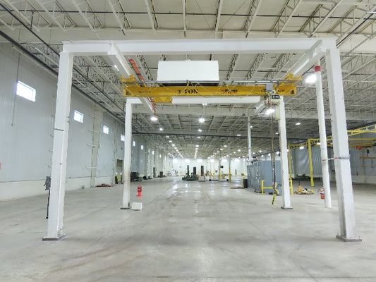 Brehob 3 Ton Free Standing Bridge Crane 18' Span 21' Runway 14' 5" HUB
