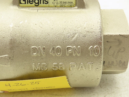 Legris 4203 40 Air-Actuated Axial Valve 1-1/2" NPT End Connections NPT 10 Bar