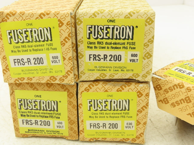 Buss FRS-R-200 FUSETRON Time Delay Fuse Dual Element 200A 600VAC Lot Of 5
