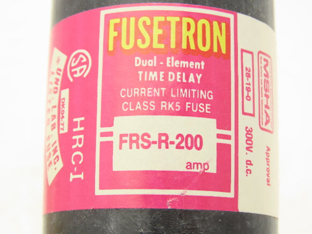Buss FRS-R-200 FUSETRON Time Delay Fuse Dual Element 200A 600VAC Lot Of 5