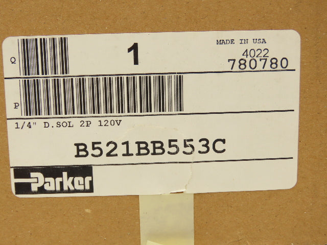 Parker B521BB553C Solenoid Air Control Valve 4 Way 2 Position 120VAC 1/4" NPT
