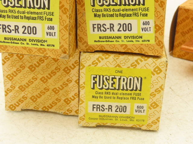 Buss FRS-R-200 FUSETRON Time Delay Fuse Dual Element 200A 600VAC Lot Of 6