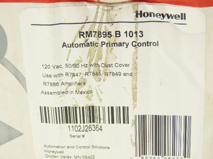 Honeywell RM7895B 1013 Primary Control On/Off Programmable Pre Ignition Purge