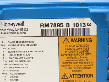 Honeywell RM7895B 1013 Primary Control On/Off Programmable Pre Ignition Purge