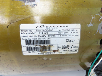 Danaher Controls TSW 180/6-200 Hyster Forklift E60Z Traction Motor 36/48V 961RPM